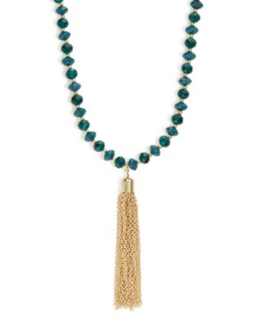 Expression Beaded Tassel-Pendant Necklace - BLUE