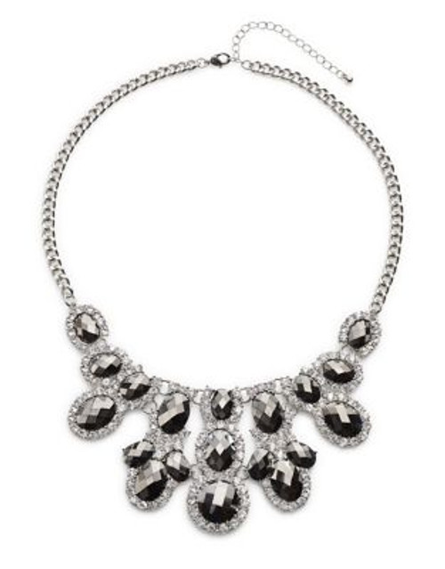 Expression Faceted Stone Bib Necklace - BLACK