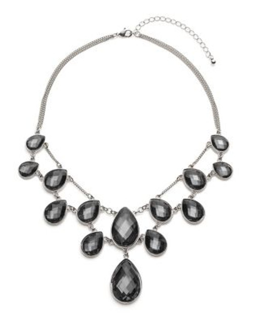 Expression Teardrop Stone Collar Necklace - GREY