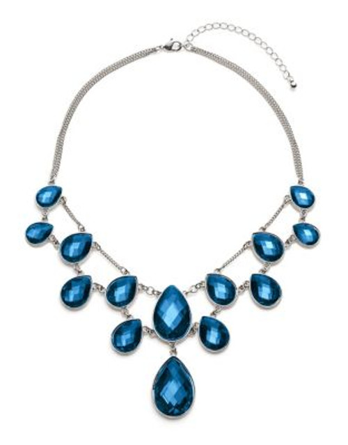 Expression Teardrop Stone Collar Necklace - BLUE