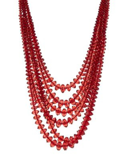 Expression Six-Row Candy Bead Necklace - RED