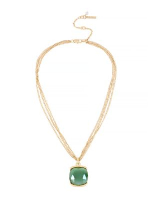 Kenneth Cole New York Honeycomb Faceted Stone Pendant Necklace - GREEN