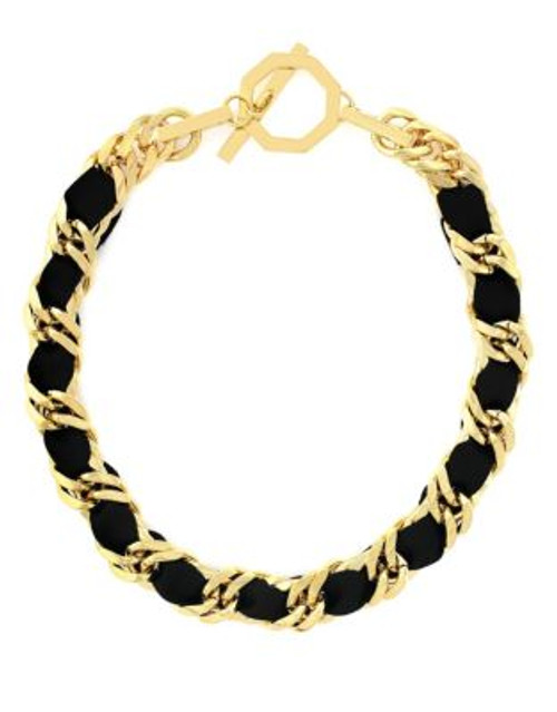 Louise Et Cie Woven Ribbon Chain Collar Necklace - GOLD