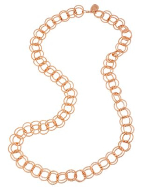 Betsey Johnson Circle Link Long Necklace - ROSE GOLD