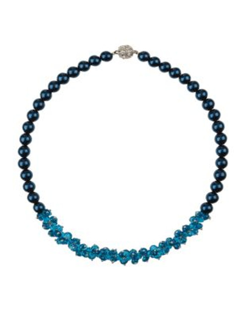 Jacques Vert Faux Pearl and Crystal Necklace - BLUE