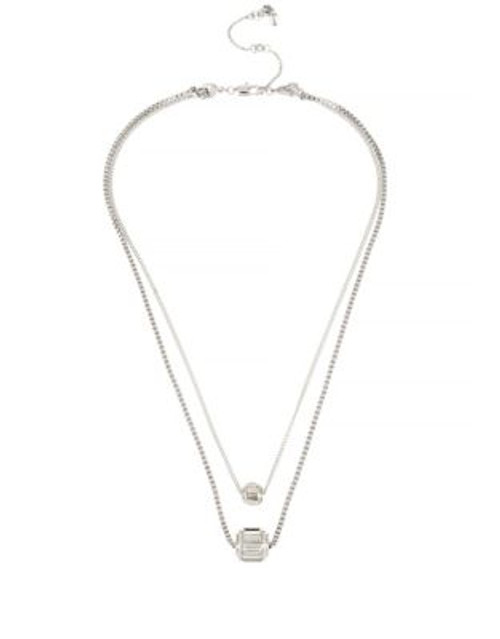 Kenneth Cole New York Crystal and Faceted Stone Double-Strand Pendant Necklace - SILVER