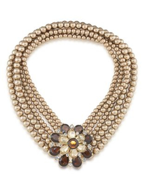 Carolee Floral Faux Pearl Necklace - DARK MULTI