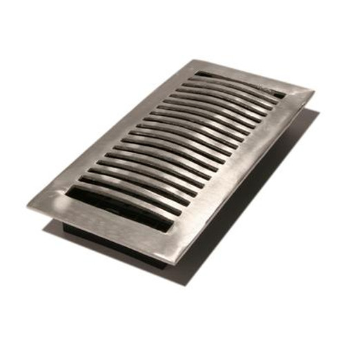 4 Inch x 10 inch Satin Nickel Louvered Dome Floor Register