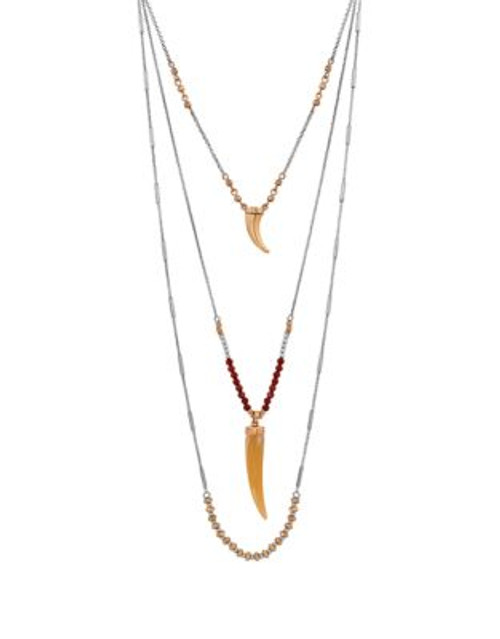 Lucky Brand Three-Row Layered Horn Necklace - TWO TONE