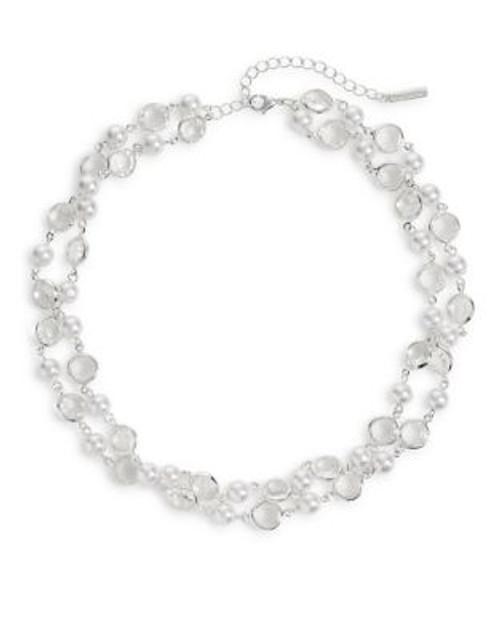 Cezanne Double Strand Collar Necklace - WHITE