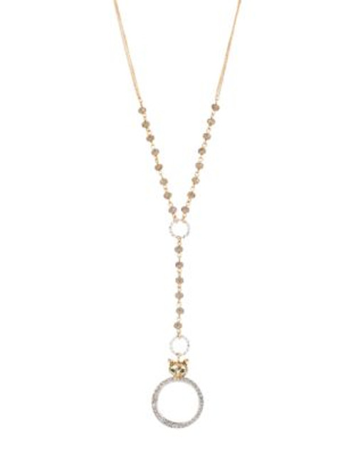 Betsey Johnson Fox Trot Fox and Pave Looking Glass Y-Shaped Necklace - CRYSTAL