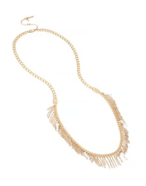 Kenneth Cole New York Fringe Worthy Mixed Two Tone Fringe Long Station Necklace - NATURAL