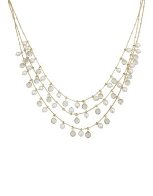 Cezanne Metal Crystal Multi Strand Necklace - IVORY