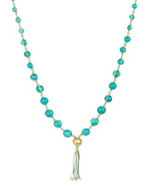 Chan Luu Turquoise and Seed Bead Tassel Necklace - BLUE