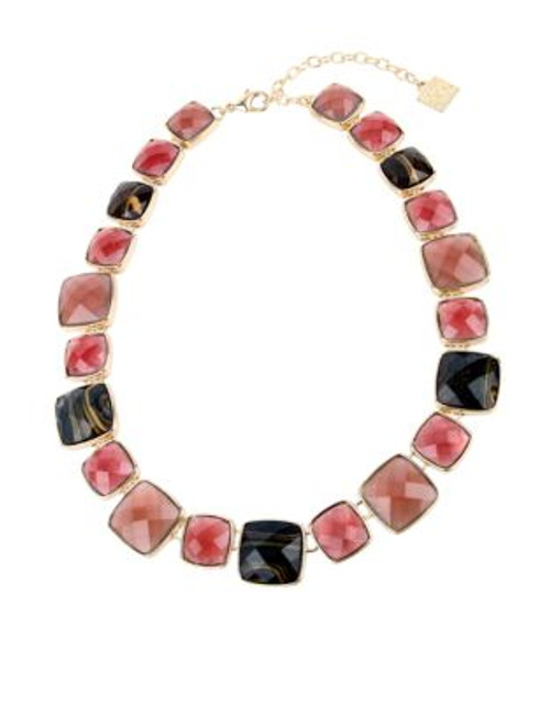 Anne Klein Multi Stone Collar Necklace - BURGUNDY