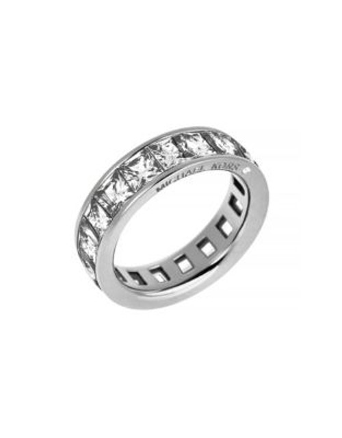 Michael Kors Faux Diamond Band Ring - SILVER - 6