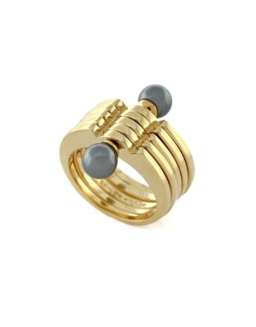 Louise Et Cie Pivot Stack Pearl Ring - GOLD/GREY - 7