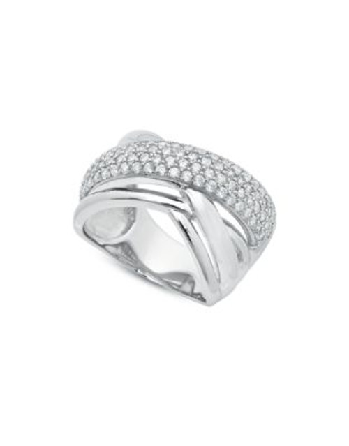 Crislu Sterling Silver Finished in Pure Platinum Cubic Zirconia Ring - SILVER - 7