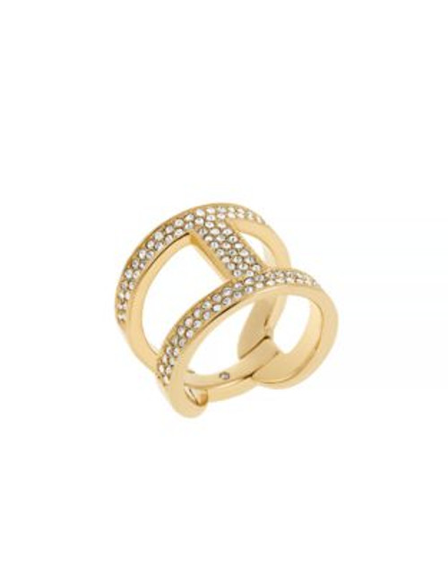 Michael Kors Heritage Maritime Gold Tone H Ring - GOLD CRYSTAL - 8