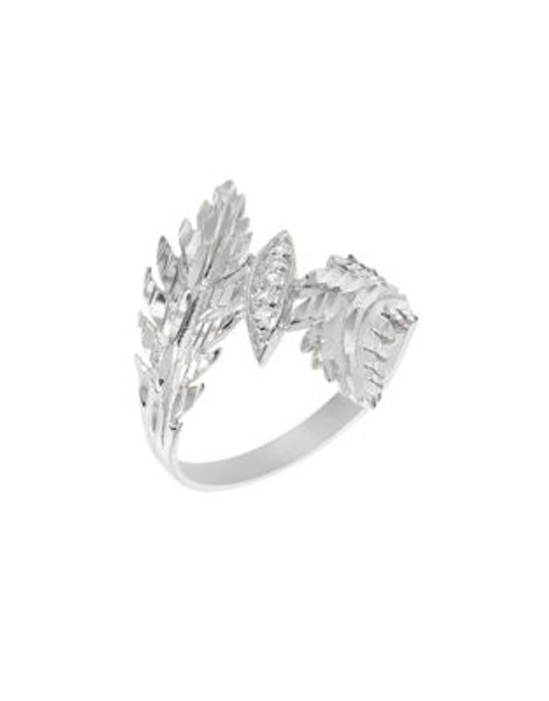 Expression Sterling Silver and Cubic Zirconia Leaf Ring - SILVER - 7