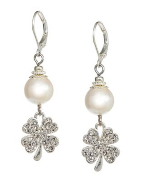 Rita D Clover Charm Drop Earrings - SILVER