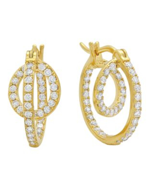 Crislu Double Cubic Zirconia Hoop Earring - GOLD