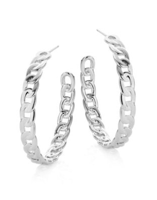 Nadri Chain Link Hoop Earrings - SILVER