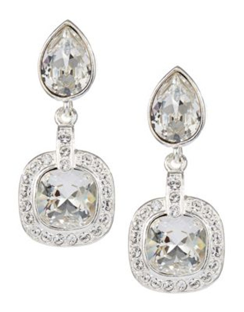 Mmcrystal Silvertone Square Drop Earrings - SILVER - 1