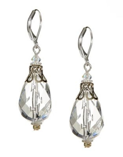 Rita D Faceted Crystal Drop Earrings - SILVER