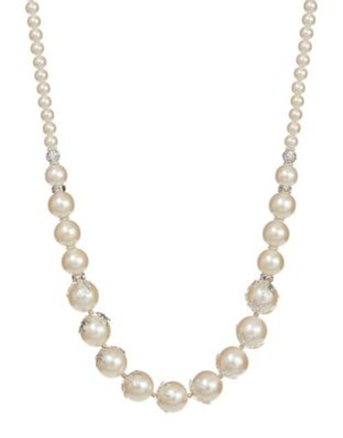 Rita D Pearl Beaded Necklace with Rondelles - PEARL