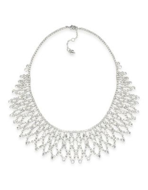 Carolee Crystal Stems Dramatic Frontal Silver Tone Necklace - SILVER