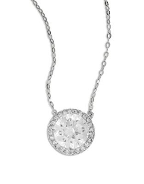 Nadri Silvertone Disc Pendant Necklace - SILVER