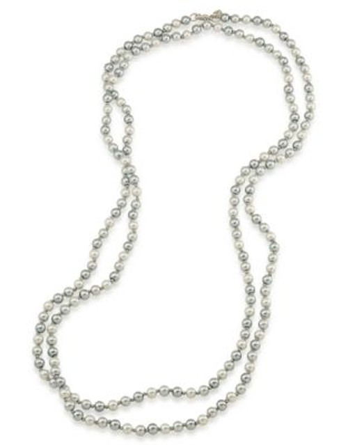 Carolee Faux Pearl Rope Necklace - GREY