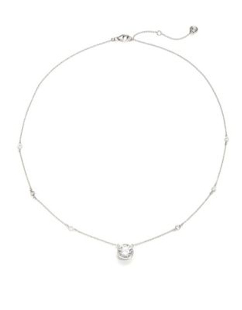 Crislu Cubic Zirconia and Sterling Silver Pendant Necklace - PLATINUM