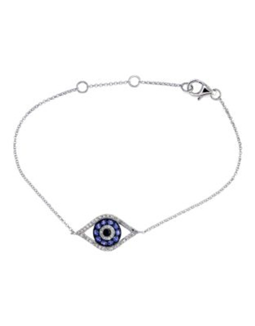 Effy 14K White Gold Diamond Black Diamond Sapphire Tennis Bracelet - SAPPHIRE