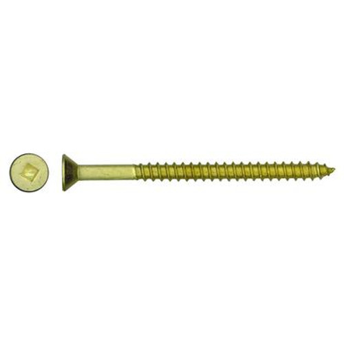 10X1-1/4 Flat Soc Brass Wd 6Pc Screw