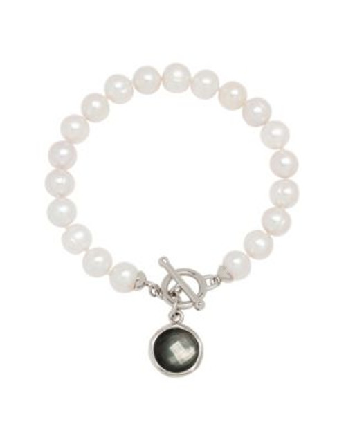 Honora Style Pearl and Sterling Silver Toggle Bracelet - WHITE