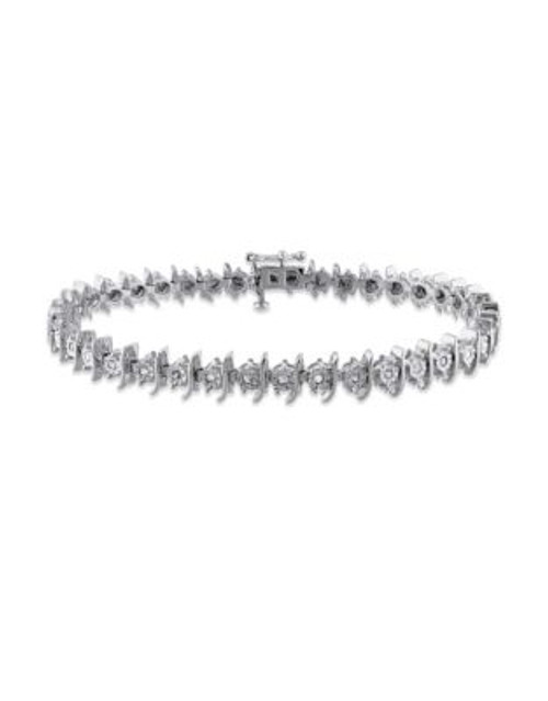 Concerto Diamond Sterling Silver Filigree Tennis Bracelet - DIAMOND