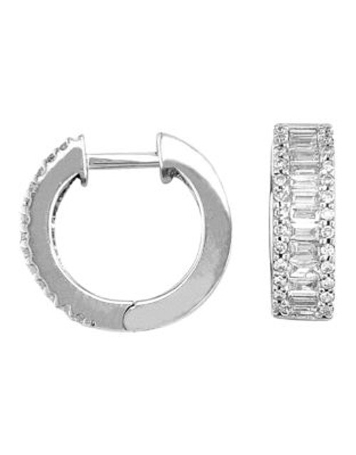 Effy 14K White Gold Diamond Hoop Earrings - WHITE GOLD