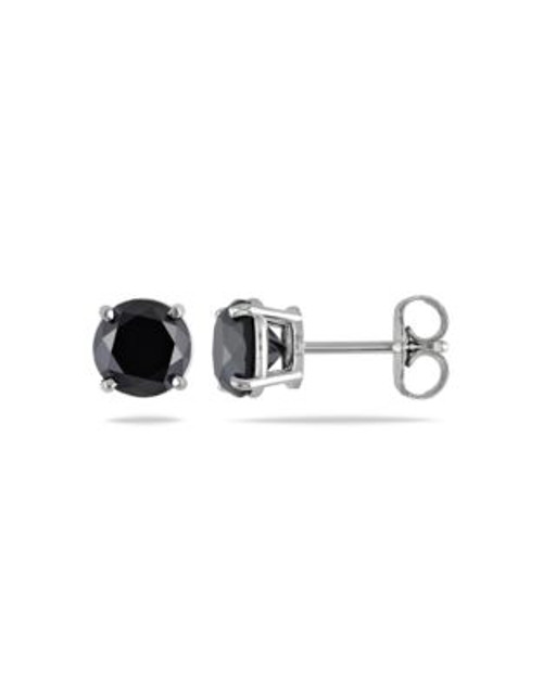 Concerto 14KW 2ct TDW Black Diamond Solitaire Earrings Traditional-Basket - BLACK