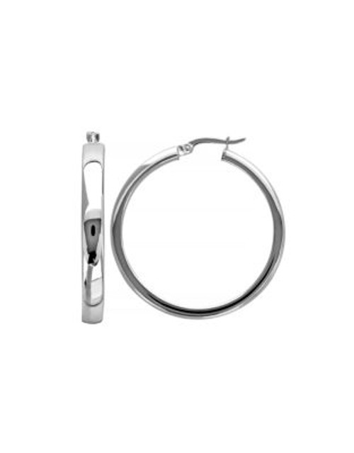 Fine Jewellery 14K White Gold Polished Hoop Earrings - WHITE GOLD