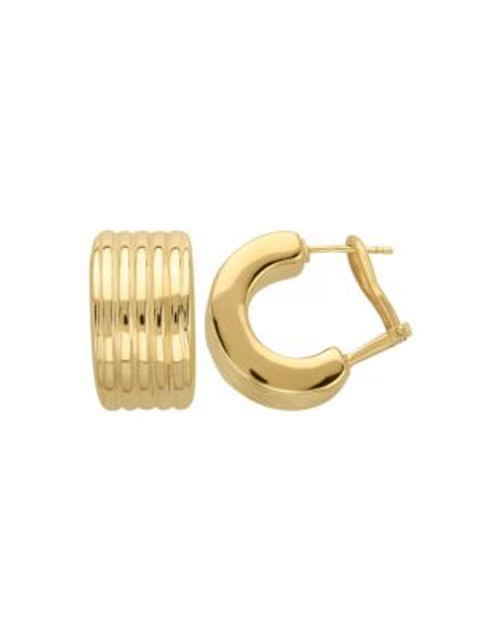 Fine Jewellery 14k Yellow Gold Ribbed Huggie Earrings - YELLOW GOLD