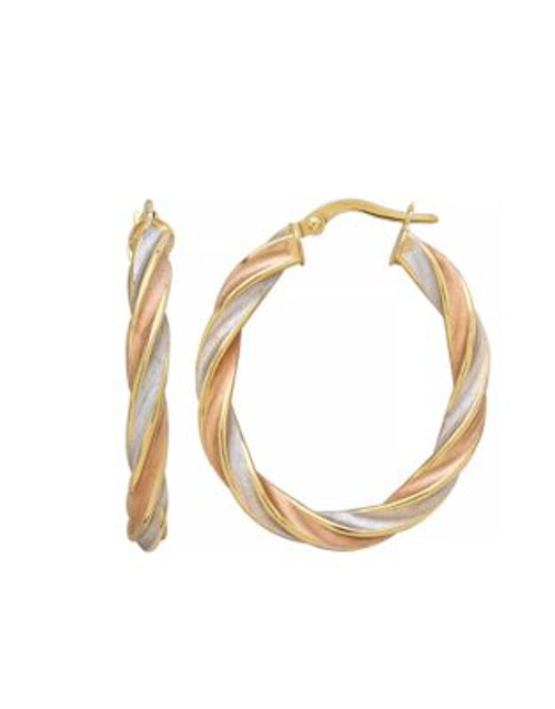 Fine Jewellery 14k Tri-Tone Gold Twist Hoop Earrings - YELLOW GOLD