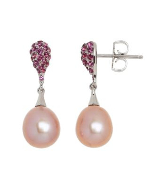Honora Style Pink Pearl and Rhodolite Drop Earrings - PINK