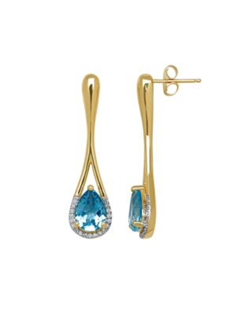 Town & Country Teardrop Topaz Stud Earrings - BLUE TOPAZ