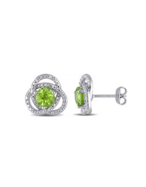 Concerto Peridot and Diamond Sterling Silver Orbit Stud Earrings - PERIDOT