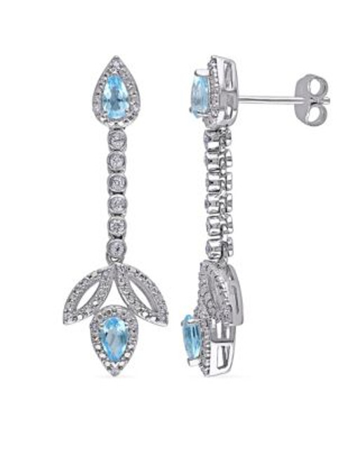Concerto Sterling Silver and 0.16 TCW Diamond and Blue Topaz Earrings - TOPAZ