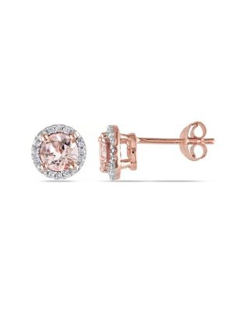 Concerto 1 TCW Morganite and 0.07 TCW Diamond Halo Stud Earrings - PINK