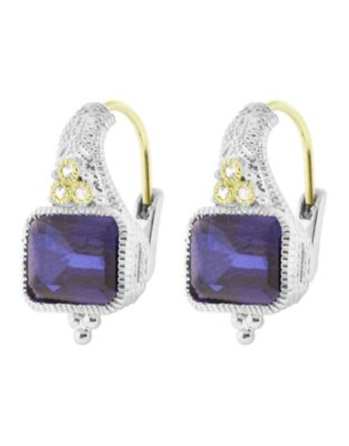 Judith Ripka Estate Cushion Earring On Wire - CORUNDUM BLUE