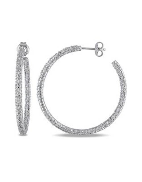 Concerto Pave Diamond Sterling Silver Hoop Earrings - DIAMOND